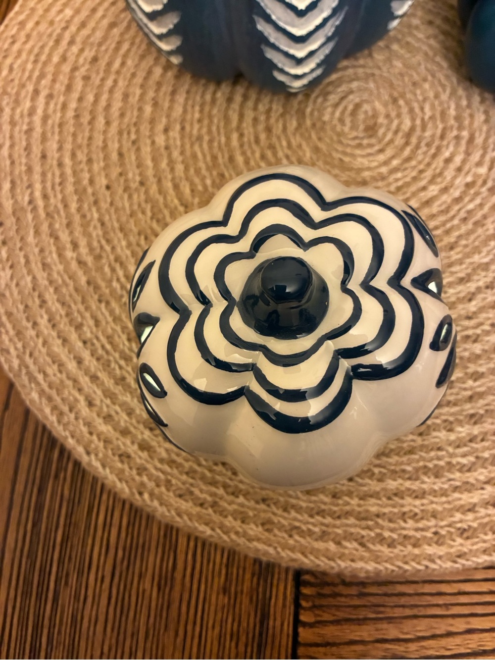 Blue and White Decorative Pumpkin Set of 4 - Picture 5 of 14
